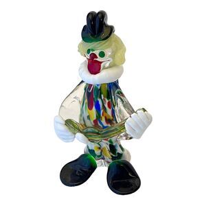 Murano Art Glass 7.5" Guitar Chitarra CLOWN FIGURINE Venice Italy Gondola Tag